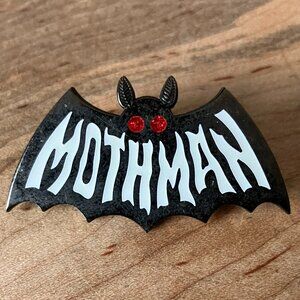 Mothman Enamel Pin - Glow in the Dark - Moth Man Cryptid Pin